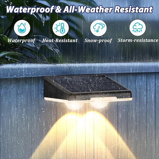 Solar Fence Lights Outdoor 8-Pack Waterproof Fence Light Solar Powered with 3 Modes (3000K/4500K/6500K) for Outside Patio Deck Stair Step Garden Backyard Walkway Pathway Railing