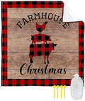 Beach Blanket Waterproof Sandproof Christmas Cow Pig Chicken Farm Animals Quick Drying Beach Mat with 4 Stakes Red Buffalo Plaid Vintage Brown Wood Lightweight Picnic Blanket for Travel 118x108