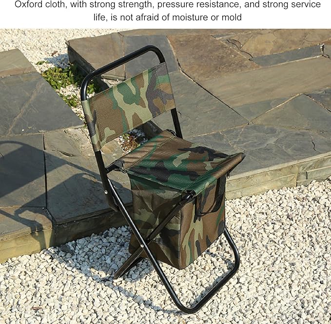 EVTSCAN Camping Chair Steel Pipe Oxford Cloth Portable Folding Chair Stool with Bag for Fishing Picnic Beach Camouflage