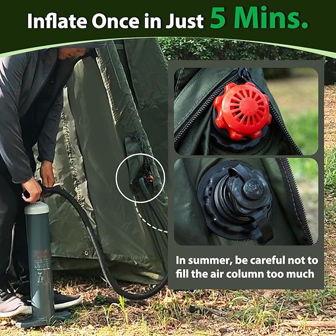 Inflatable Camping Tent with Hand Pump Waterproof Outdoor Blow up Tent 2-8 Person Oxford 4 Season Glamping Air Tent Cabin House with Mesh Windows &amp Door