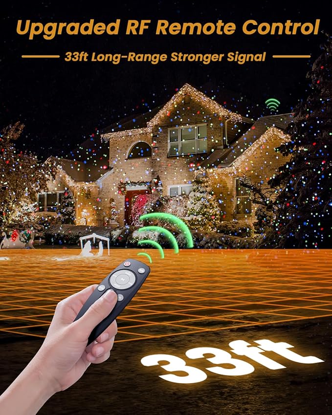 Christmas Laser Lights Outdoor RGB (Red Green Blue) Light Projector with RF Remote and Timer for Parties &amp Wedding Brighter Projection Lights for Christmas Holidays and Garden Decor