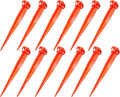 16 12 PCS Tent Pegs Garden Stakes Durable and Strong Plastic Tent Stakes for Beach Mat Camping Hiking Garden Landscape Stakes Orange Stakes UV Resistant