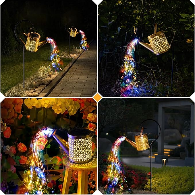 Solar Watering Can Light Solar Yard Decorations Outdoor Garden Decor Lights IP65 Waterproof Hanging Lantern Lights Flower Bed Decor Gifts for Grandma Women Mom