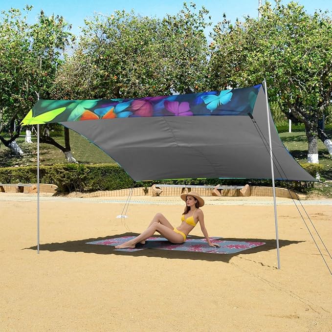 ButterflyCamping Sun Shelters 9.2 x 10.5 FT Beach Canopy Tent Sun Shade with Carrying Bag for Camping Trips Fishing Backyard Fun or Picnics 21341256