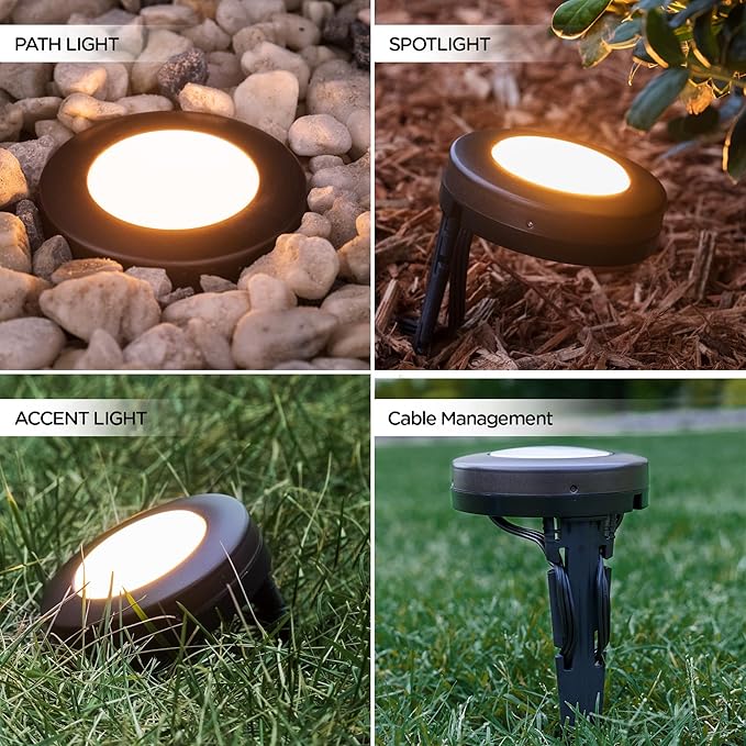 Enbrighten LED Ground Lights 6 Path Lights 40ft Color Changing Remote Control Outdoor Path Lighting Landscape Lighting for Yard Garden Patio Walkway 56067-S1