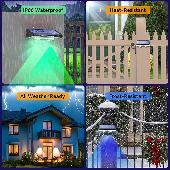 TECKNET Solar Fence Lights Outdoor 8 Pack Warm White &amp 6 Colors &amp RGB IP66 Waterproof LED Deck Light Dusk to Dawn Fence Lights Solar for Wall Railing Step Patio Pool Backyard Outside