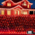 YEGUO Net Lights Outdoor Mesh Lights 12ft x 5ft 360 LED Red Valentine‘s Day Light Outdoor Waterproof 8 Modes Connectable Clear Wire Christmas Bush Light Plug in