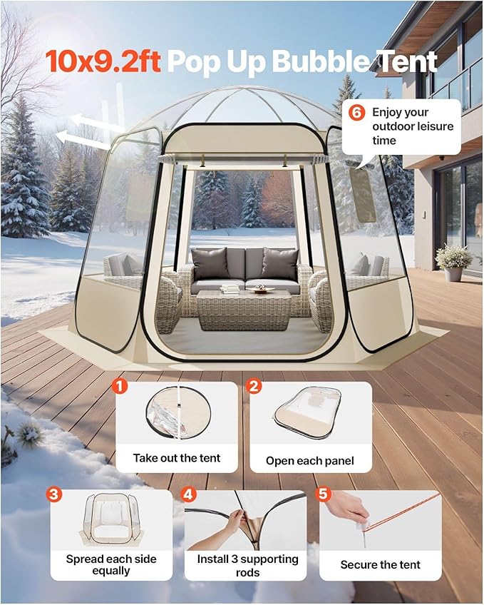Pop Up Bubble Tent 10 x 9.2 ft - Waterproof Camping Shelter