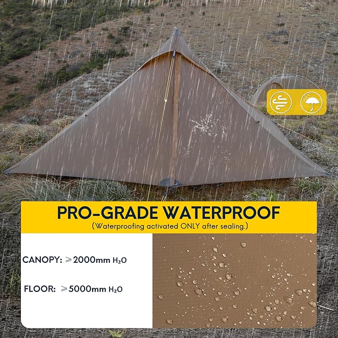 LANSHAN Ultralight Tent 3-Season Backpacking Tent for 1-Person or 2-Person Camping Trekking Kayaking Climbing Hiking