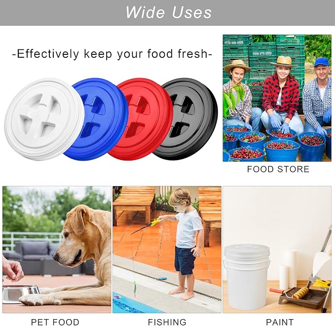 Aodaer 4 Pieces Seal Lid 5 Gallon Bucket Twist Lid Food Storage Container Lid Reusable Plastic Seal Lid Food Storage Container Lids Mixed Colors