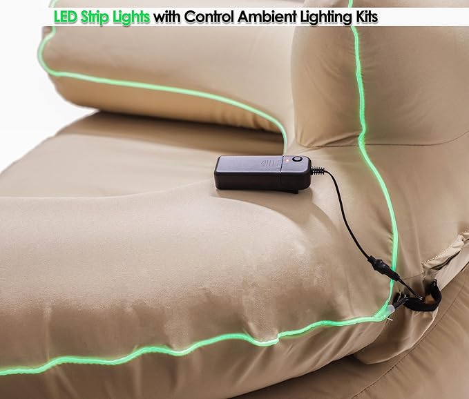 Inflatable Sofa with Built-in Pumpself Inflatable Couch Rechargeable Support 880 lbsAir Sofa for Camping HomeTravelOutdoor (Round Single Sofa Khaki) | Outdoor Camping Sofa Self Inflatable Sofa
