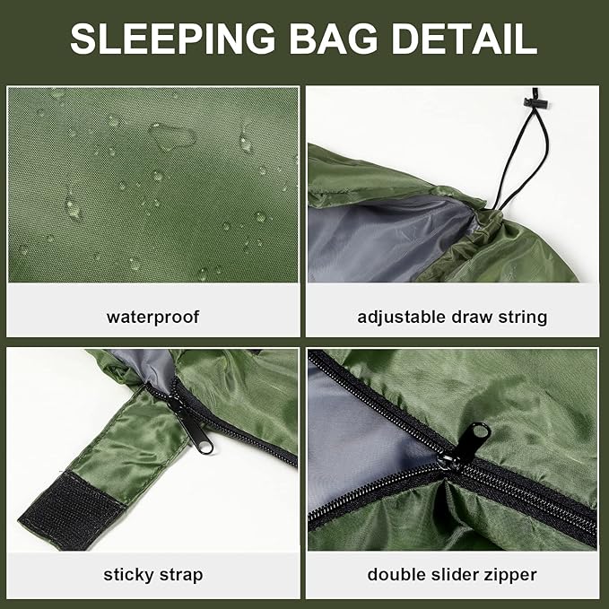 Tudomro Camping Sleeping Bag for Adults Lightweight Packable Waterproof Camping Gear Equipment to Keep Warm for Outdoor Backpacking Hiking Travel