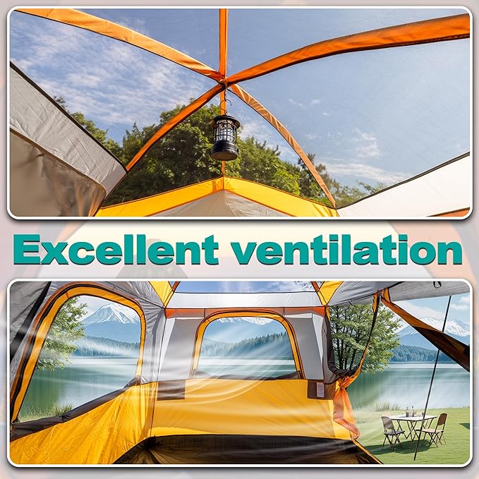 SUV Tent for CampingWaterproof PU2000mm Fits 5-8 PeopleSpacious Double Layer Design Includes Rainfly &amp Storage Bag 8FT L x 8FT W x 7.2FT H | for Camping Waterproof PU2000mm Spacious Double