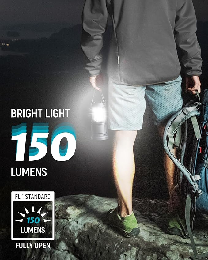 Lichamp 4 Pack LED Camping Lanterns Battery Powered Camping Lights LED Collapsible Flashlight Portable Emergency Supplies Kit A4BK