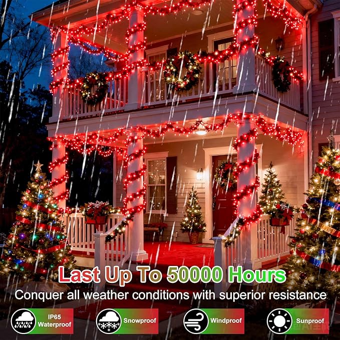 750 LED 240FT Red Valentine Lights 12 Pro Modes and Timer Memory &amp Dimmable Plug in Clear Wire Indoor Valentine Room Light for for Xmas Bedroom Yard Tree Wedding Party Waterproof Decor