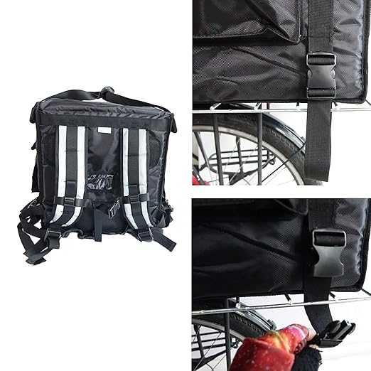 PK-92V: Large Rigid Heavy Duty Food Delivery Box for Motorcycle Insulated Pizza Delivery Bag for Bicycle/Scooter Top Loading 17 x 17 x 17 Collapsible Waterproof