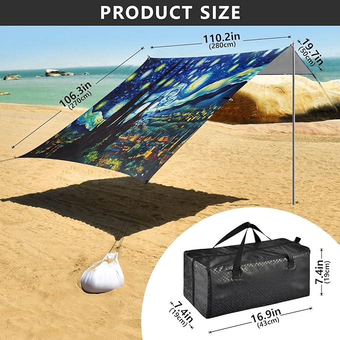 Camping Sun Shelters Starry Night Beach Canopy 126 * 110.2in