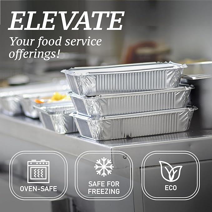 Spare Essentials 55 Pack - 2.25 LB To Go Aluminum Containers with Lids - Heat Proof Foil Tins for Meal Prep Take Out Freezer Meals