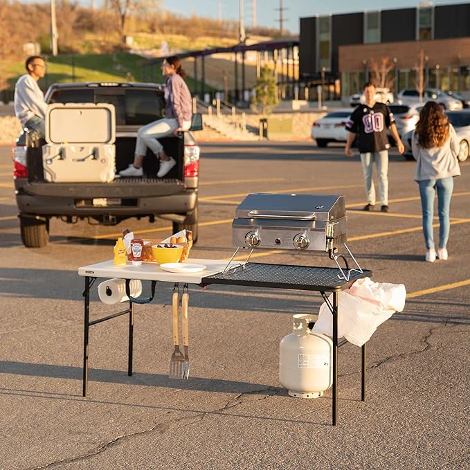 LIFETIME Folding Tailgate Table with Grill Rack Portable Outdoor Camping Station 5-Foot