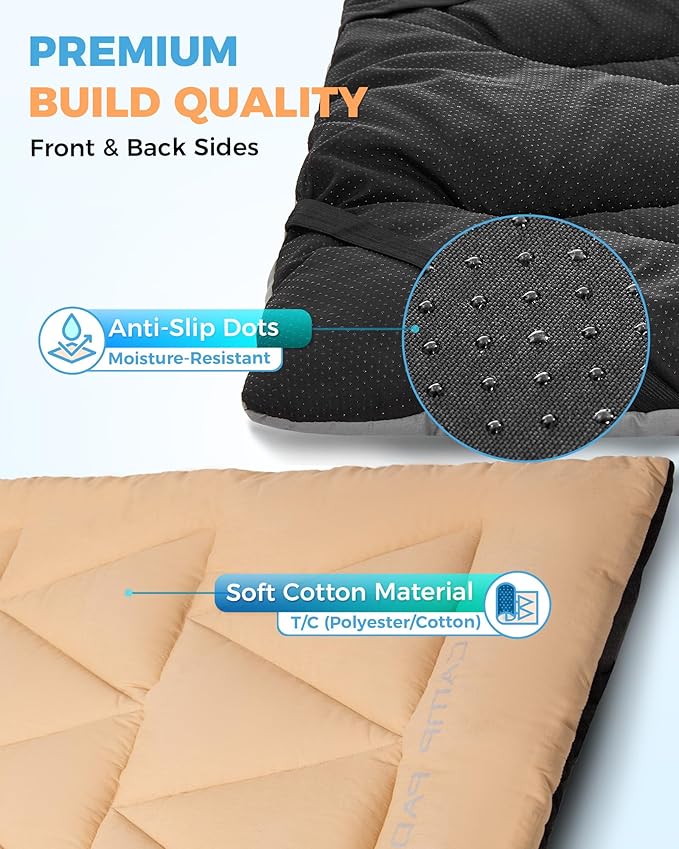 KingCamp Cot Mattress Pad Portable Lightweight Cot Mattress Non-Slip Camping Mat Soft Comfortable Non-Slip Cot Pad for Camp RV Bunk