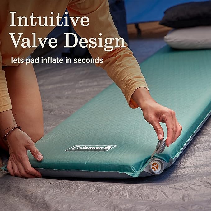 Coleman Silver Springs Self-Inflating Sleeping Pad Comfortable Camp Pad with Insulating Foam &amp Durable PVC Coating Lightweight Sleeping Mat Inflates in Minutes