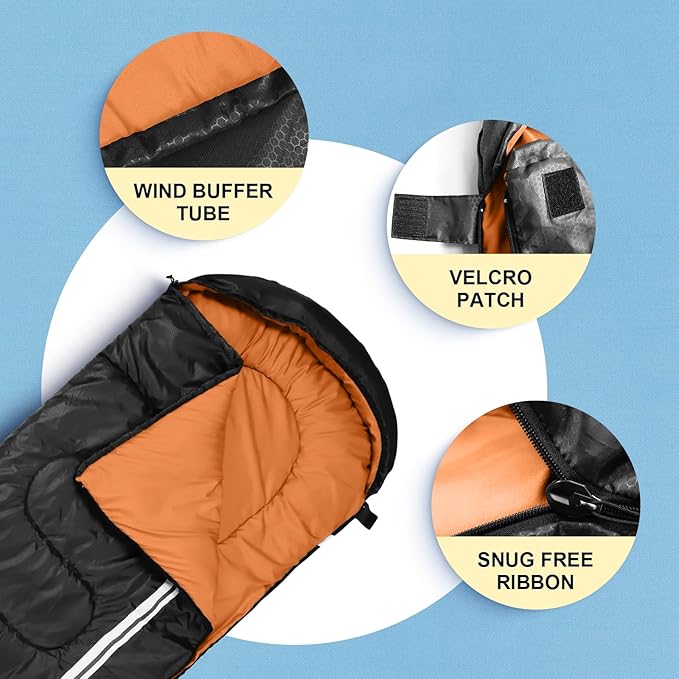 Northroad Lightweight Sleeping Bags for Adults Cold Weather Waterproof Backpacking Camping Sleeping Bag for Adults Girls Boys MensCompact Sleeping Bag Camping Gear Must Haves 3 Season