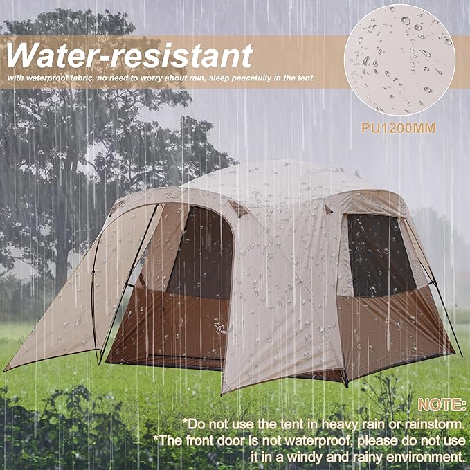 Vidalido 3-4 Person Tent with 1 Mesh Door and 2 Large Mesh Window Double Layer Waterproof Portable Family Cabin Tent 4 Person Tents for Outdoor Camping Hiking