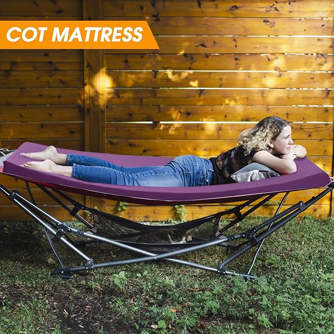 CYMULA Camping Cot Mattress 2in Memory Foam Sleeping PadSoft Warm Non-Slip Camping Mattress Topper with Retaining for AdultsPortable Roll up Pad for Travel(75 x30)（only Mattress）