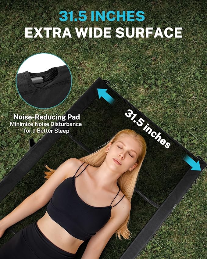Gonex 31.5 Extra Wide Camping Cot with Breathable Mesh Fabric Supports 350lbs Portable Ultralight Folding Cot Bed for Adults Travel Beach Home Sleeping (Mesh)