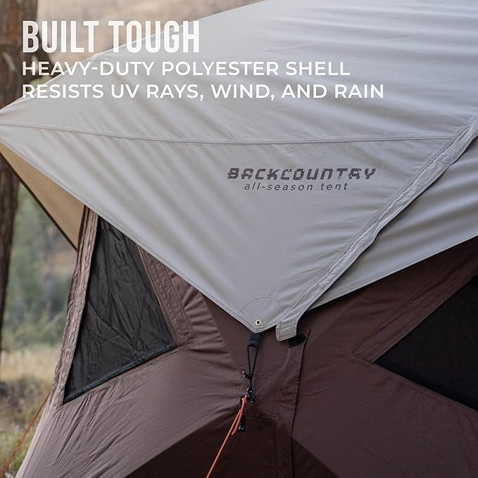 Gazelle Tents™ Backcountry T5 All-Season Hub Tent – Quick 90-Second Setup Heavy-Duty 300D Ripstop Fabric HVAC Port 4-Season Shelter for Overlanding Camping and Basecamp Adventures GBC50WN