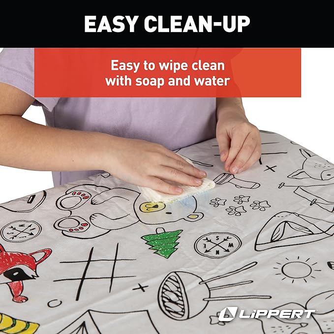 Lippert Color Escape Vinyl Tablecloth/Bench Cover Set for Camping and Picnics with 100% PEVA Material Waterproof and Stain-Resistant Fabric - 2023051696