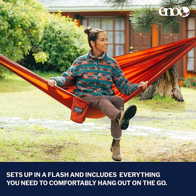 ENO TravelNest Hammock &amp Straps Combo - Portable Hiking and Camping Hammock with Straps Included - Travel Hammock for Camping Hiking Backpacking a Festival or The Beach + Straps Combo - Canyon