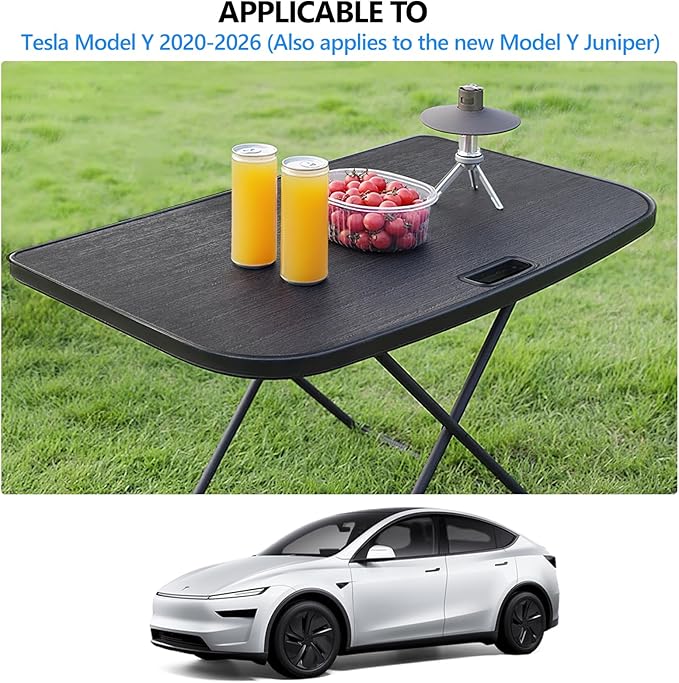 for Tesla Camping Portable Table Model Y Juniper Accessories 2020-2026 Rear Trunk Foldable Table Bucket Camping Travel Hiking Picnic BBQ Fishing Beach Folding Table Desk