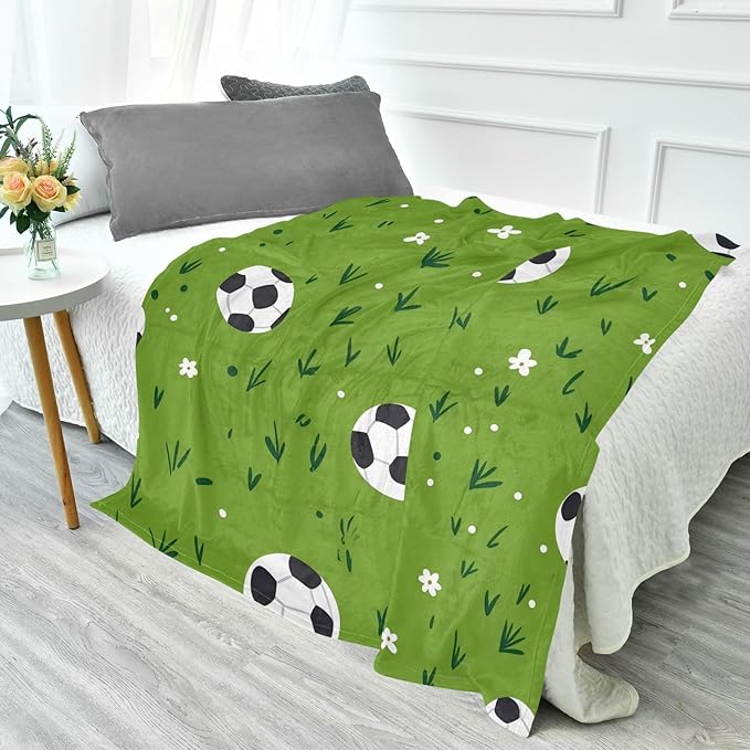 Soft Throws Green Field Football Blankets For Teen Girls 50 x 70 Inch