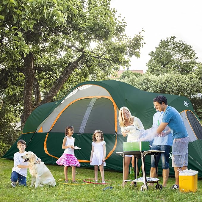 UNP Camping Tent 10-Person-Family Tents Parties Music Festival Tent Big Easy Up 5 Large Mesh Windows Double Layer 2 Room Waterproof Weather Resistant 18ft x 9ft x78in