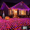 360LED Net Lights Halloween Decorations 21ft x 5ft Purple Orange Mesh Lights with 8 Modes &amp Timer Connectable Waterproof Twinkle String Light for Bushes Tree Garden Lawn Holiday Outdoor Party