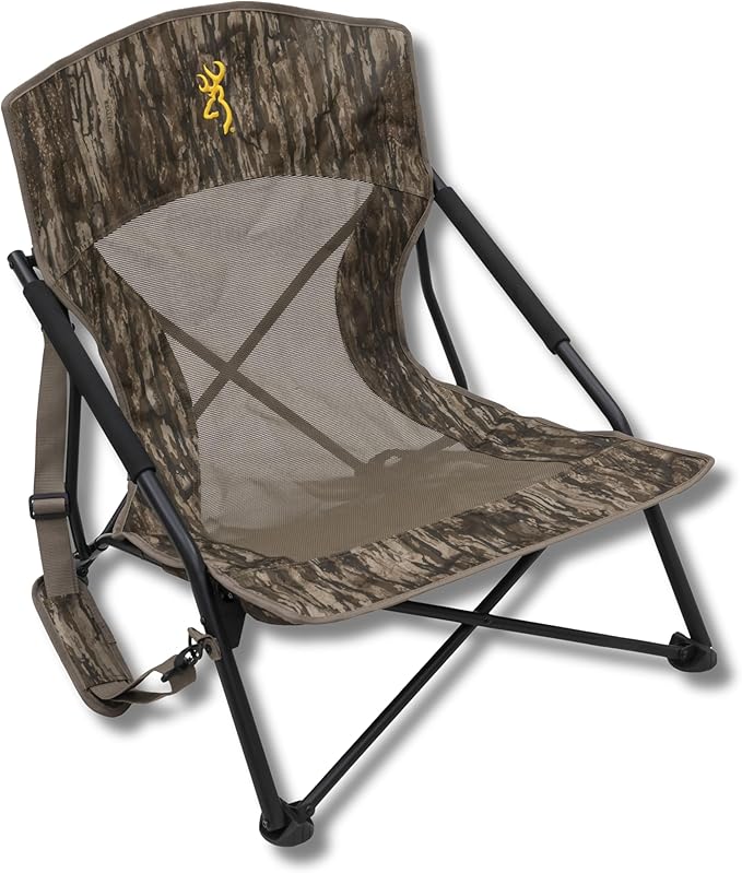 Browning Strutter Hunting Chair – Low-Profile Folding Turkey &amp Predator Chair in Realtree Legacy with Rotating Feet Steel Frame Carry Strap &amp Compact Design for Hunting and Camping
