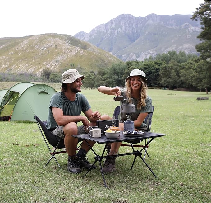 Naturehike FT11 Height Adjustable Camping Table Ultralight Aluminum Roll Up Table with Carry Bag Portable Backpacking Camp Table for Hiking Picnic Fishing Beach