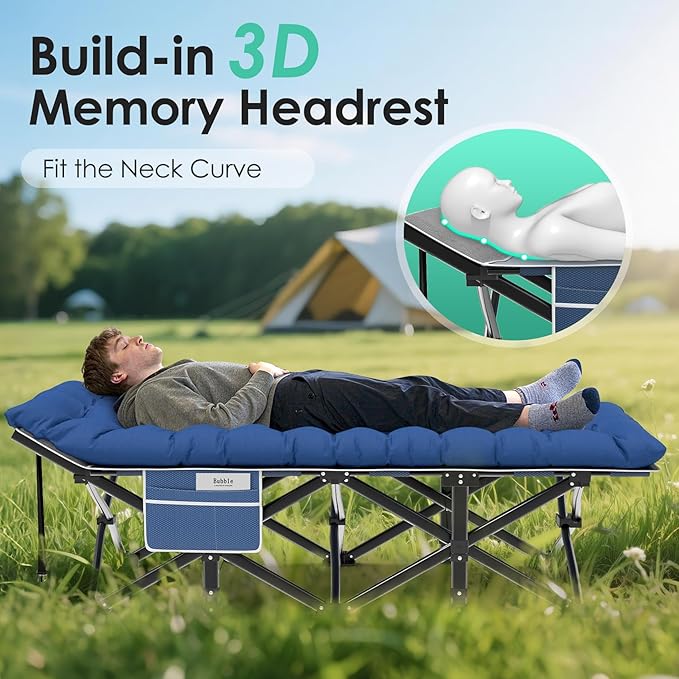 Suteck Camping Cot 32In XXL Folding Camping Cot Heavy Duty Sleeping Bed for Adults 1200D Double Layer Oxford Cots for Camping W/Pilllow Mat Carry Bag for Home Office Travel 900lbs