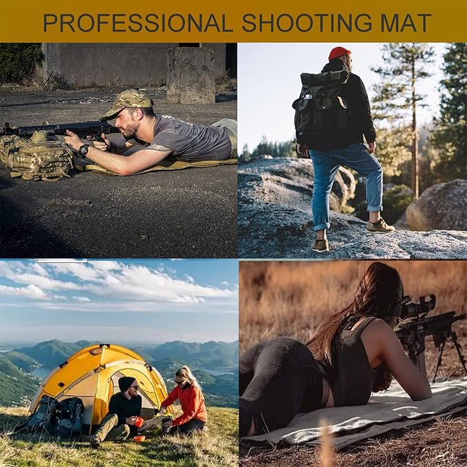 scosao Shooting Mats Prone Padded Portable Roll Up Folded Shooting Mat Extra Large Tactical Shooting Blanket 1000D Oxford Cloth with Thickened Cotton Padding for Shooting Hunting Camping-Black