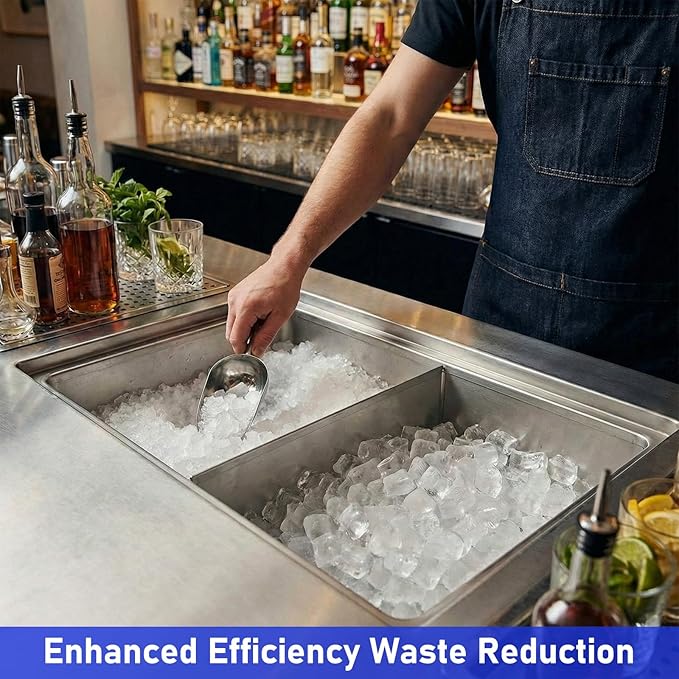 Novabright Stainless Steel Ice Bin Partition 14.5 x 12 Inch 304 Stainless Steel Commercial Removable Divider for Ice Bins Bar Beverage Organization