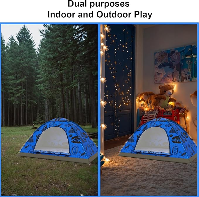 KidzAdventure 2 in 1 Kids Tent for Camping/Kids Play Tent| Backpacking Tent for Kids |Easy Set Up Camping Tent