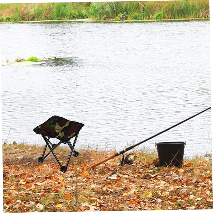 Mikikit Folding Fishing Stool Compact Outdoor Camping Chair Oxford for Comfortable Use