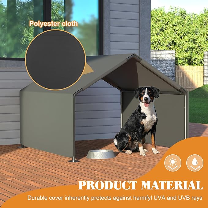 4×4×3 ft Dog Shade Shelter Pet Tent Outdoor Portable Pet Tent Outside Dog Sun Rain Canopy Pet House Animal Shelter for Small to Large Dogs Cats (Grey)