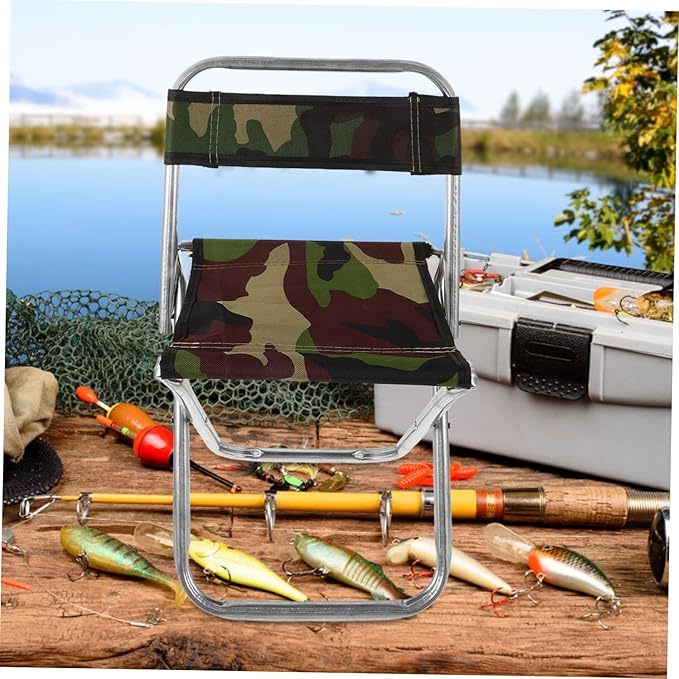 Portable Folding Chair Backrest Large Size Heavy-Duty Metal for Outdoor Fishing Camping and Hiking Lightweight and Easy to Carry Random Color