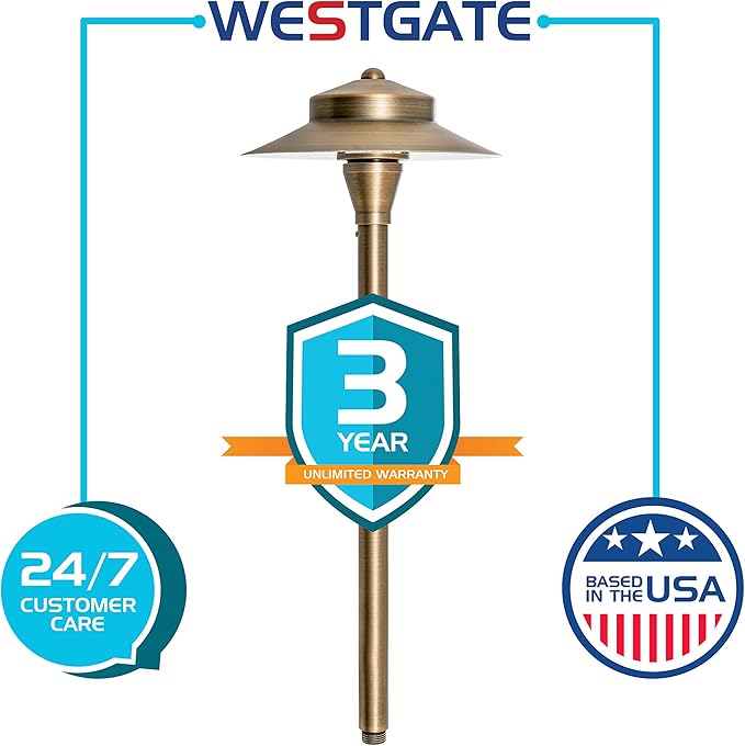 Westgate Lighting LED Area Light- Built-in Integrated LED Outdoor Light - 11 Height of Stem-Solid Brass Antique Bronze Finish Landscape Light- 12V of AC/DC Current (1)