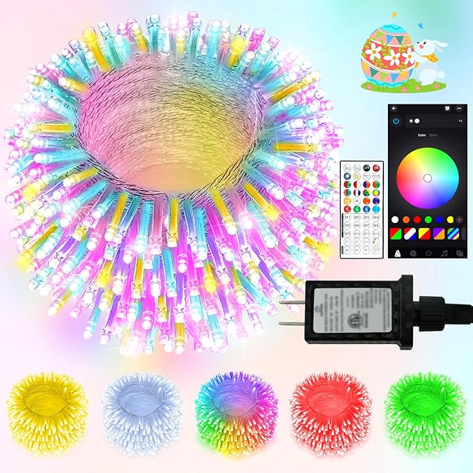 2025 New 88FT 240LED Smart Color Changing Easter String Lights Outdoor App Control RGB LED String Lights with Remote &amp Timer Waterproof Twinkle Easter Tree Lights Indoor for Holiday Xmas Decor