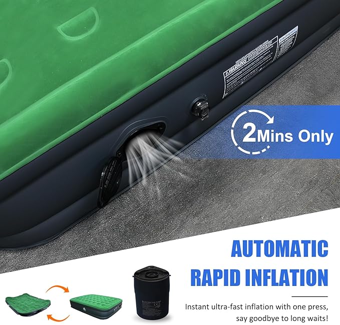 AYAMAYA Queen Camping Air Mattress with Built-in Rechargeable &amp Detachable Pump 10 Height Inflatable Blow Up Airbed Portable Self Inflating Sleeping Pad for Tents Outdoor Travel Home Guests