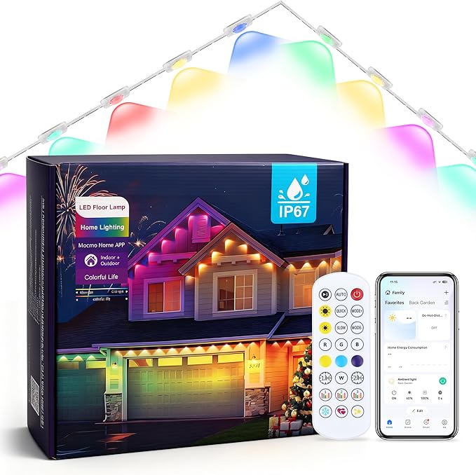 247FT Permanent Outdoor Lights Permanent RGB 90 LEDs IP67 Waterproof App and Remote Control Color Changing Eave Lights for Holiday Christmas Party Garden Decor