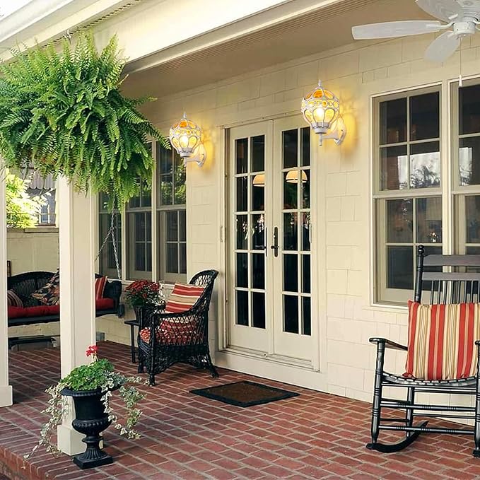 Globe Outdoor Wall Lights Fixtures Anti Rust White Sphere Porch Wall LightAluminum Waterproof Outside spherical hardwired Lights for House Patio Porch Backyard Garage Front Door No SensorLarge